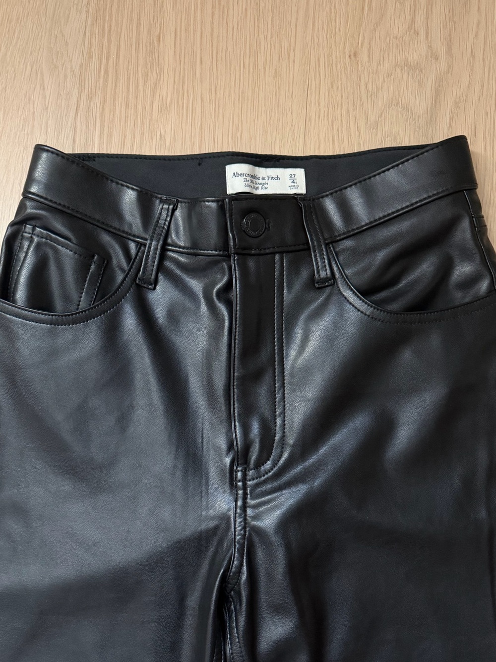 Abercrombie & Fitch Women’s Black Faux Leather Jeans